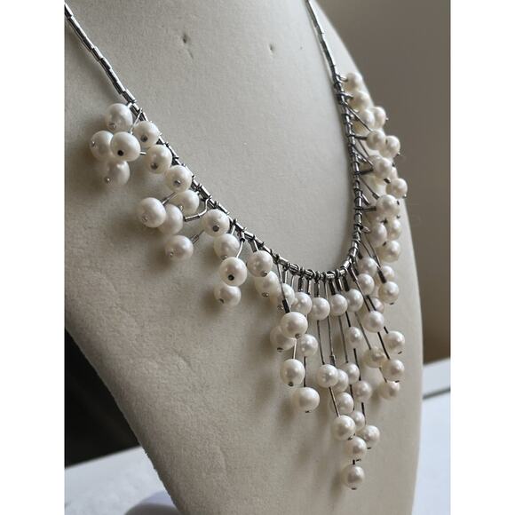 STERLING SILVER FRESHWATER PEARL NECKLACE 18" LIQUID SILVER 925 - Picture 2 of 10